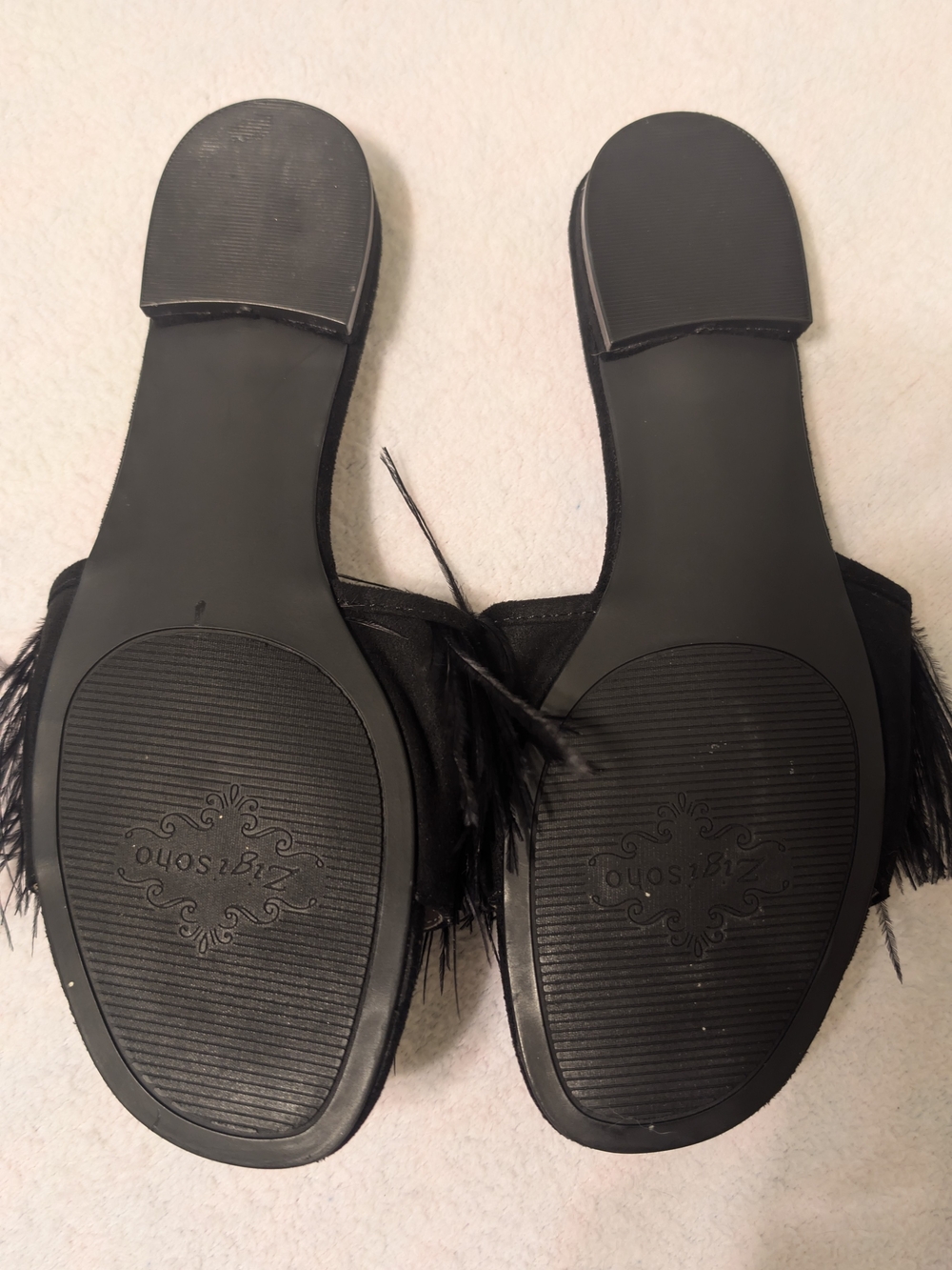 ZIGI SOHO Womens Black Ostrich Feather Taylah Round Toe Slide Sandals 6.5 - Picture 3 of 3